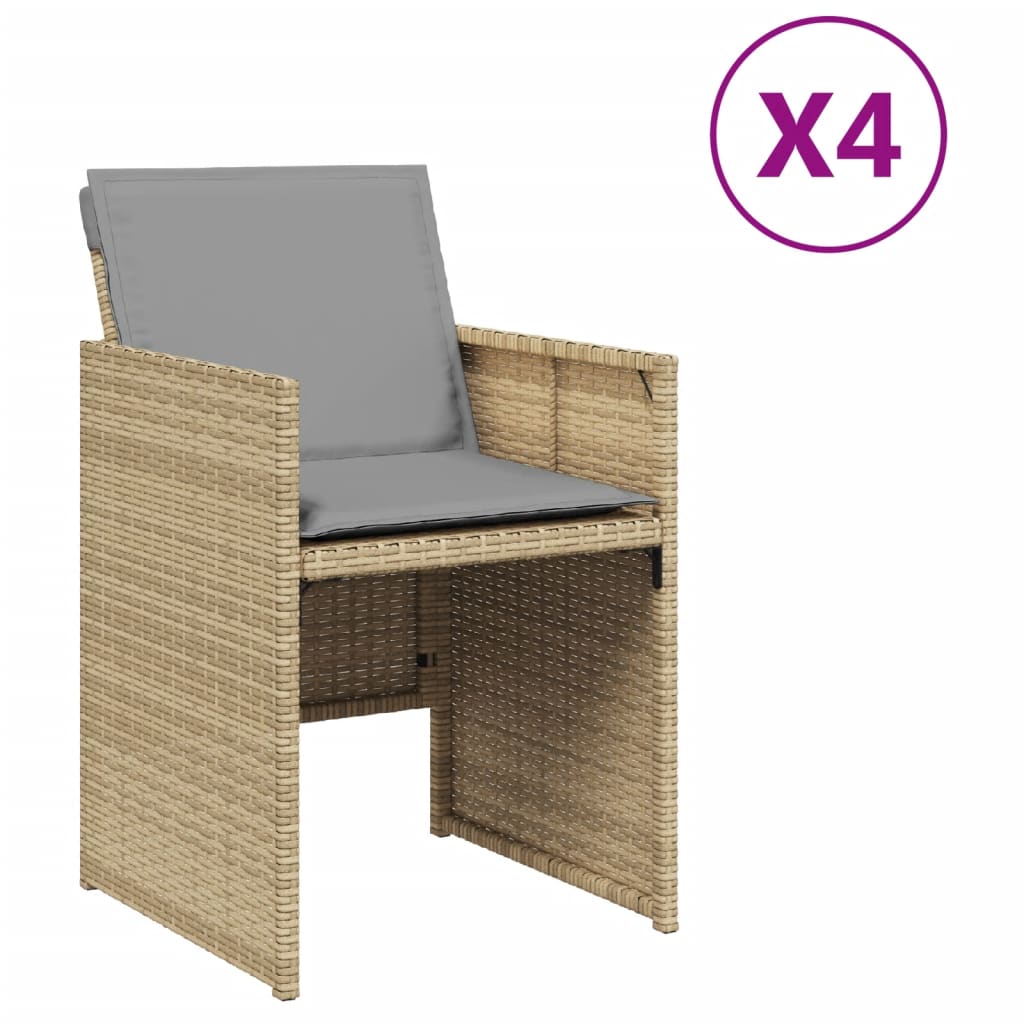 Patio Chair Mix Beige Poly Rattan Standard Foldable Patio Chair