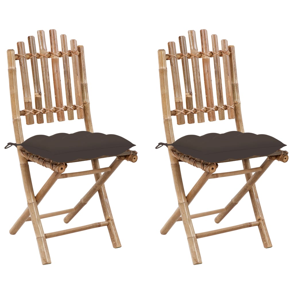 Patio Chair Set 2 Natural Bamboo Compact Foldable Folding Chair