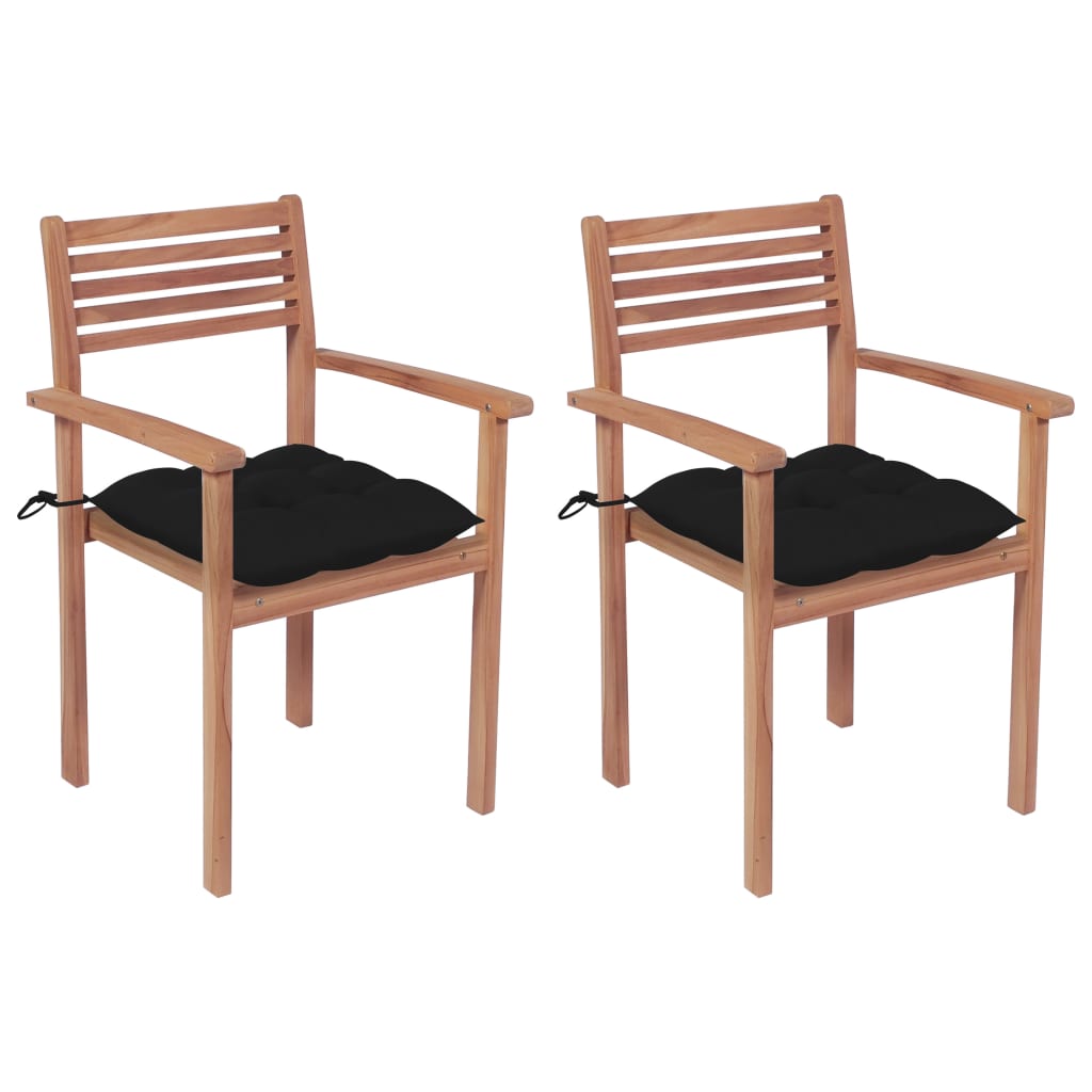 Patio Chair Set of 2 Natural Teak Solid Teak Wood Standard