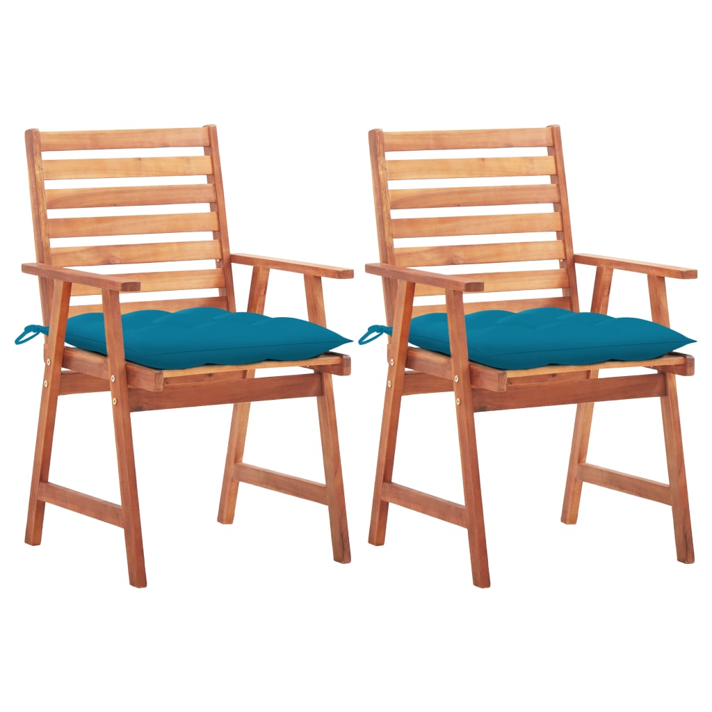 Patio Chair Set of 2 Natural wood Solid Acacia wood