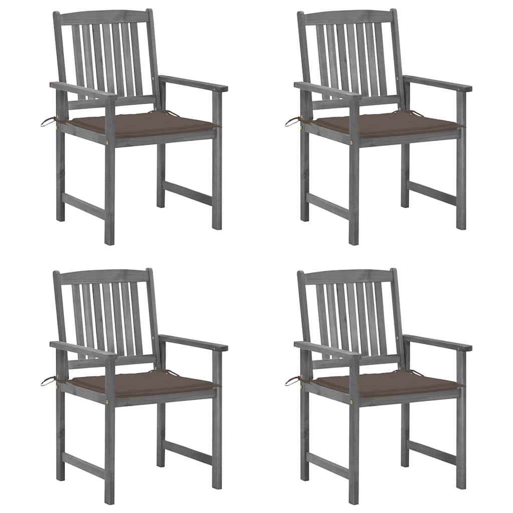 Patio Chair Set of 4 Gray Solid acacia wood with a gray wash finish