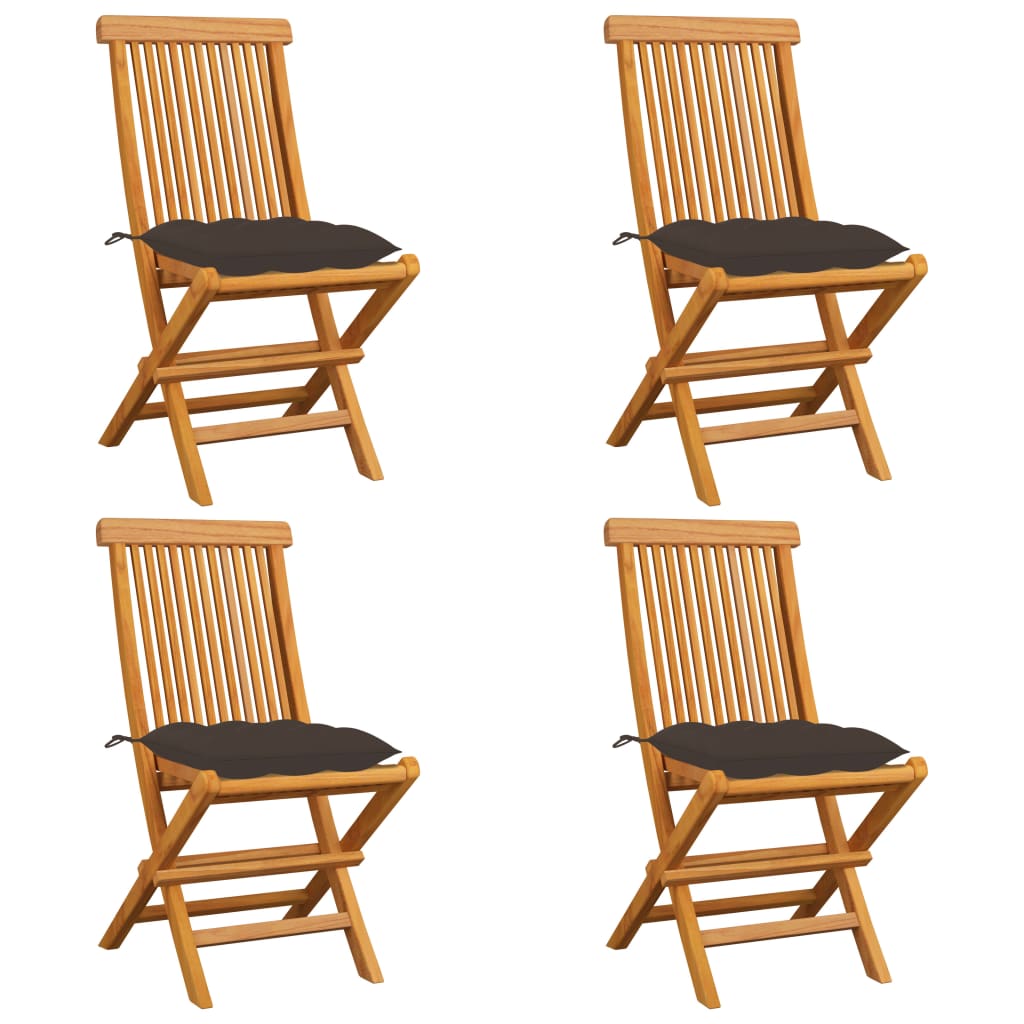 Patio Chair Set of 4 Natural Wood Fine Sanded Teak Hardwood