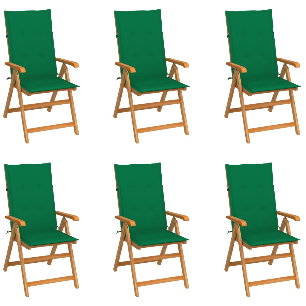 Patio Chair Set of 6 Teak Solid Teak Wood Standard Foldable