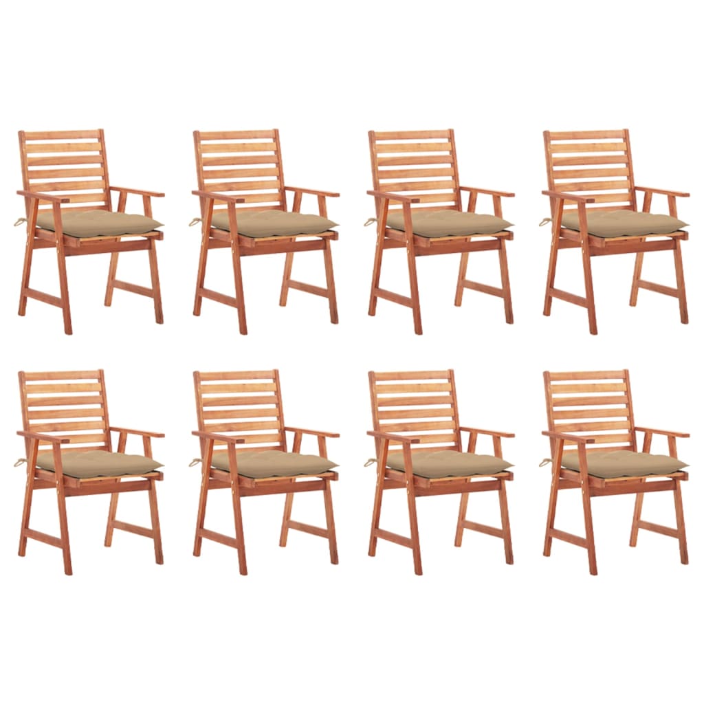 Patio Chair Set of 8 Brown Solid Acacia wood Medium Seats Many