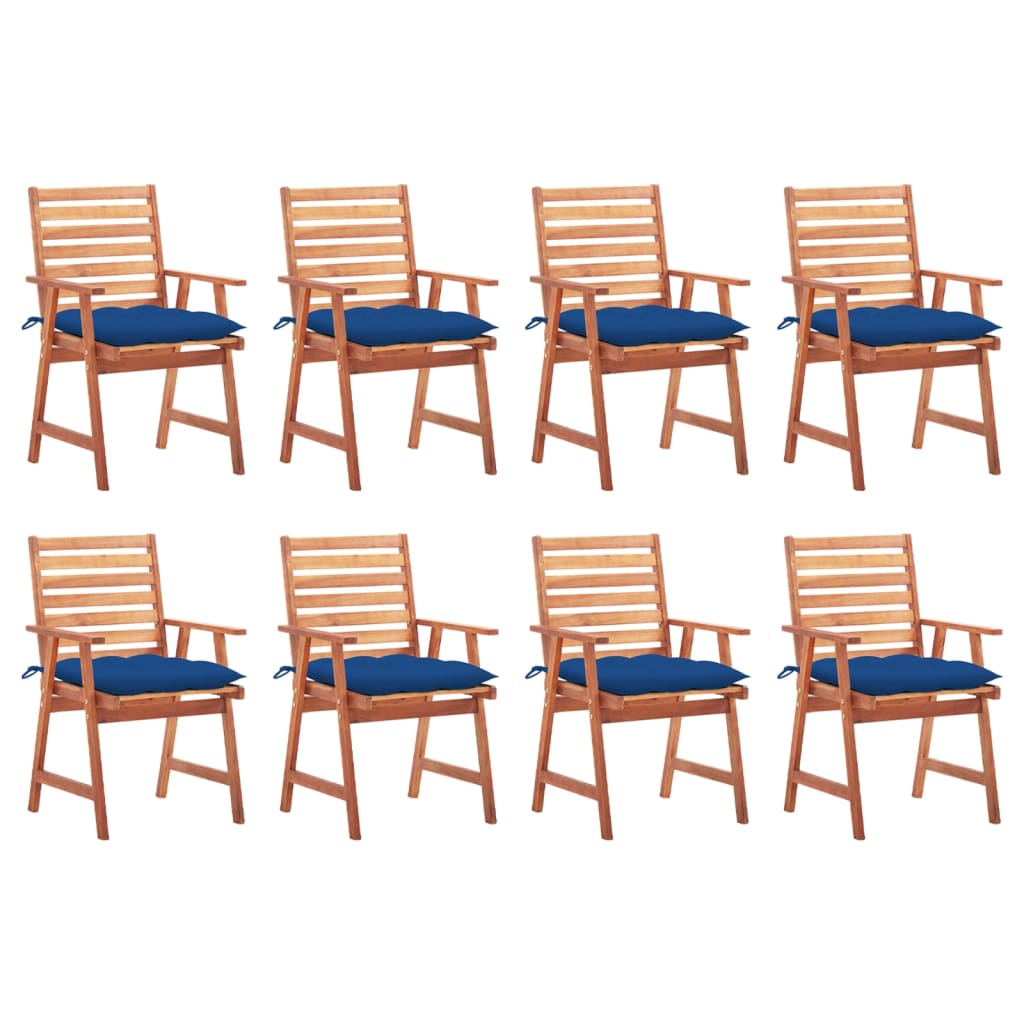 Patio Chair Set of 8 Natural wood Solid Acacia wood Standard