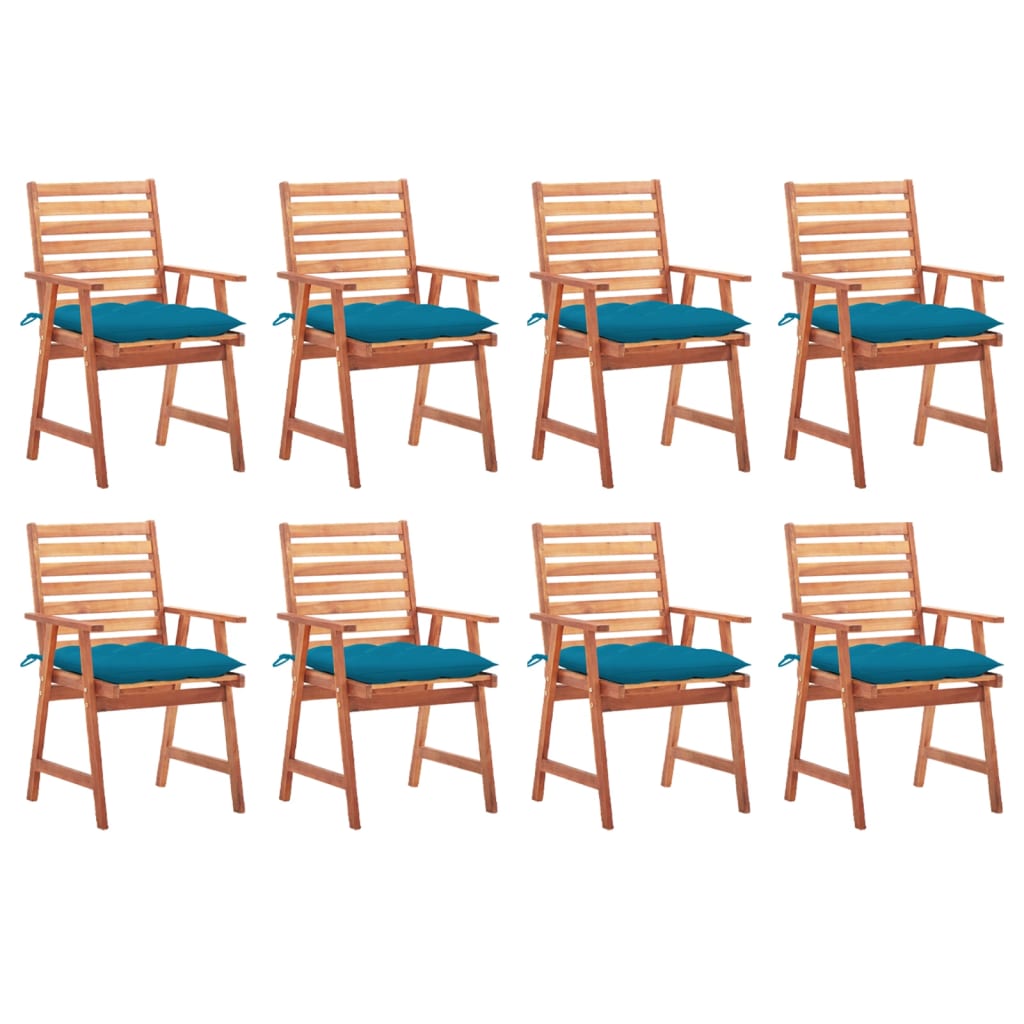 Patio Chair Set of 8 Natural wood Solid acacia wood Standard