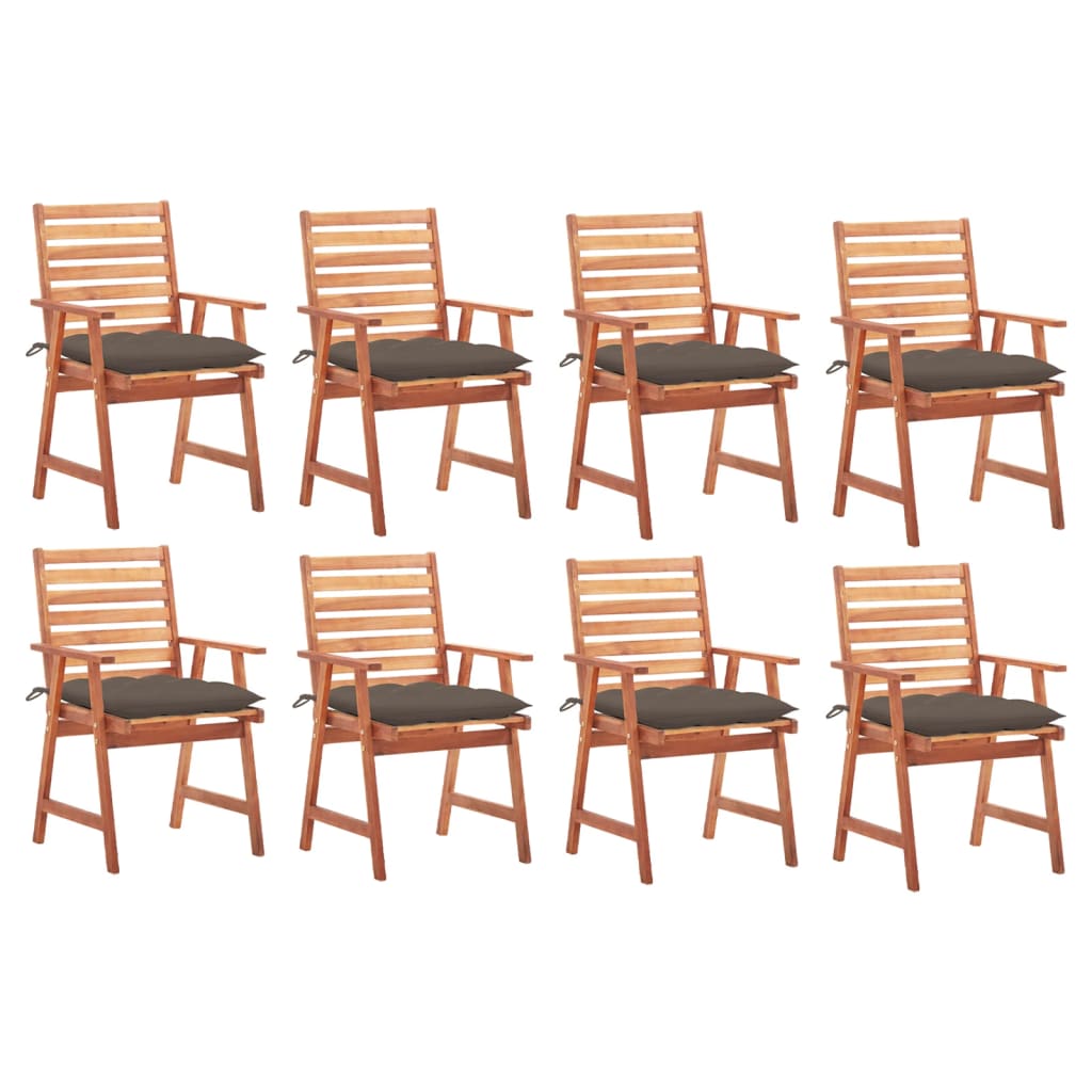 Patio Chair Set of 8 Taupe Solid Acacia wood Standard Durable