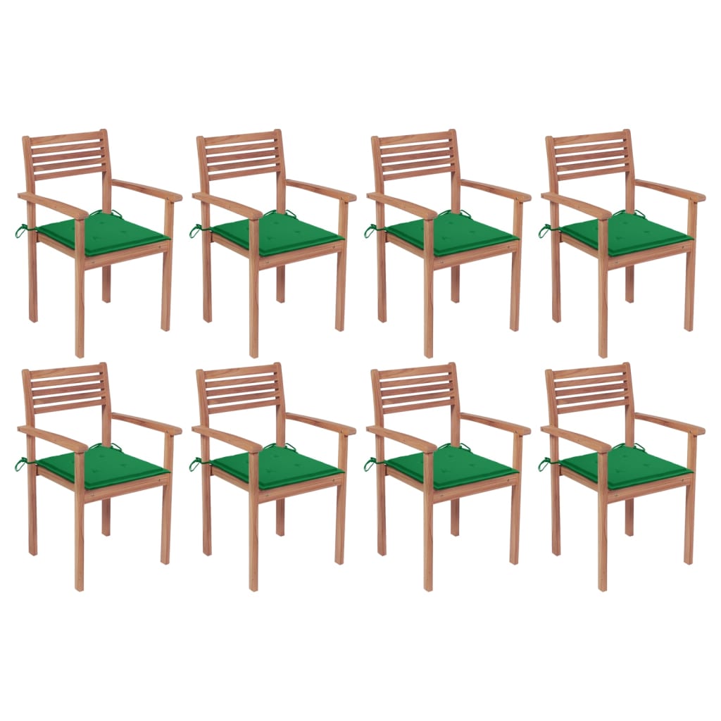 Patio Chair Set of 8 Teak Teak Wood Standard Stackable