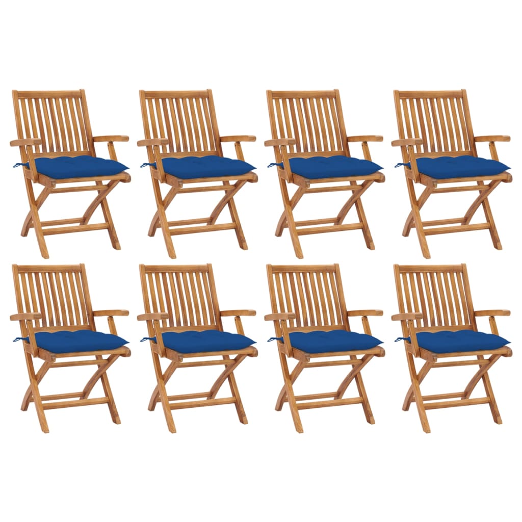 Patio Chair Set of 8 Teak Wood Standard Collapsible