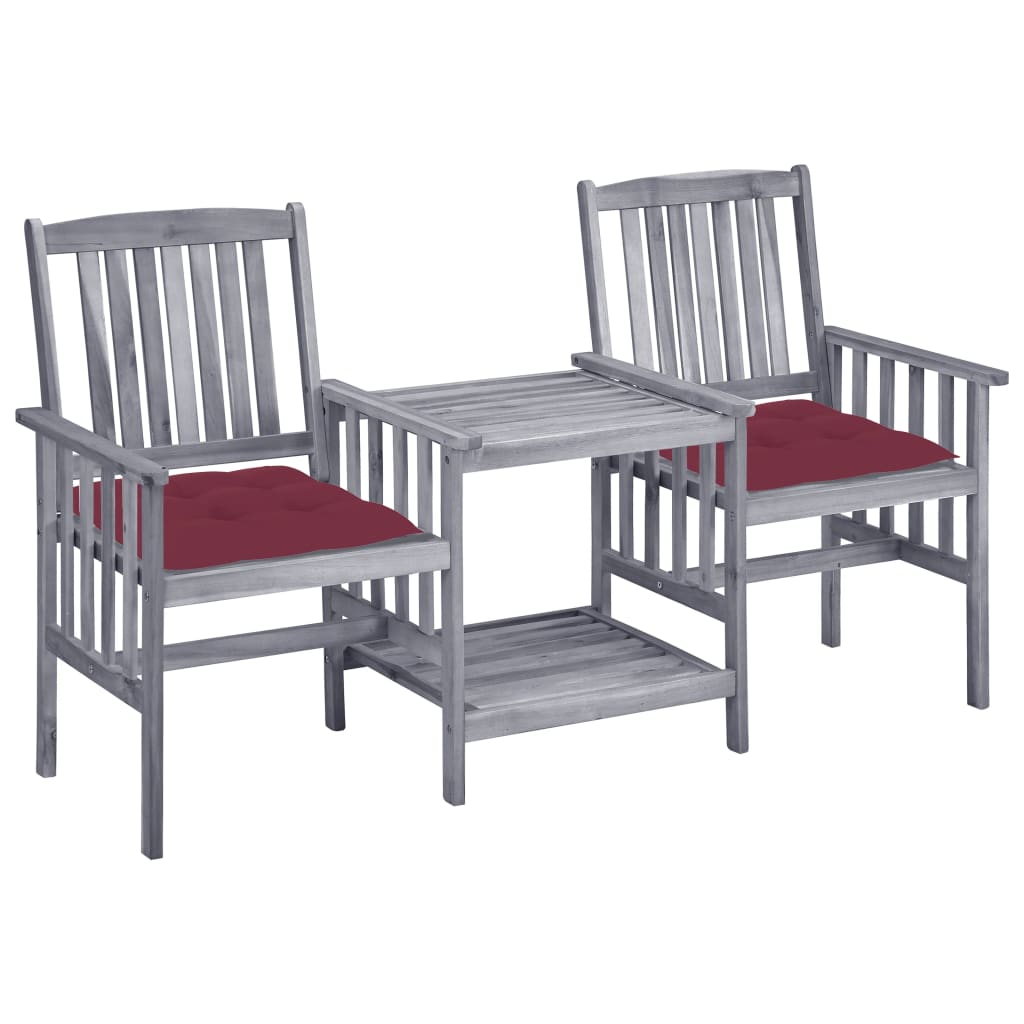 Patio Chair With Tea Table Gray, Wine Red