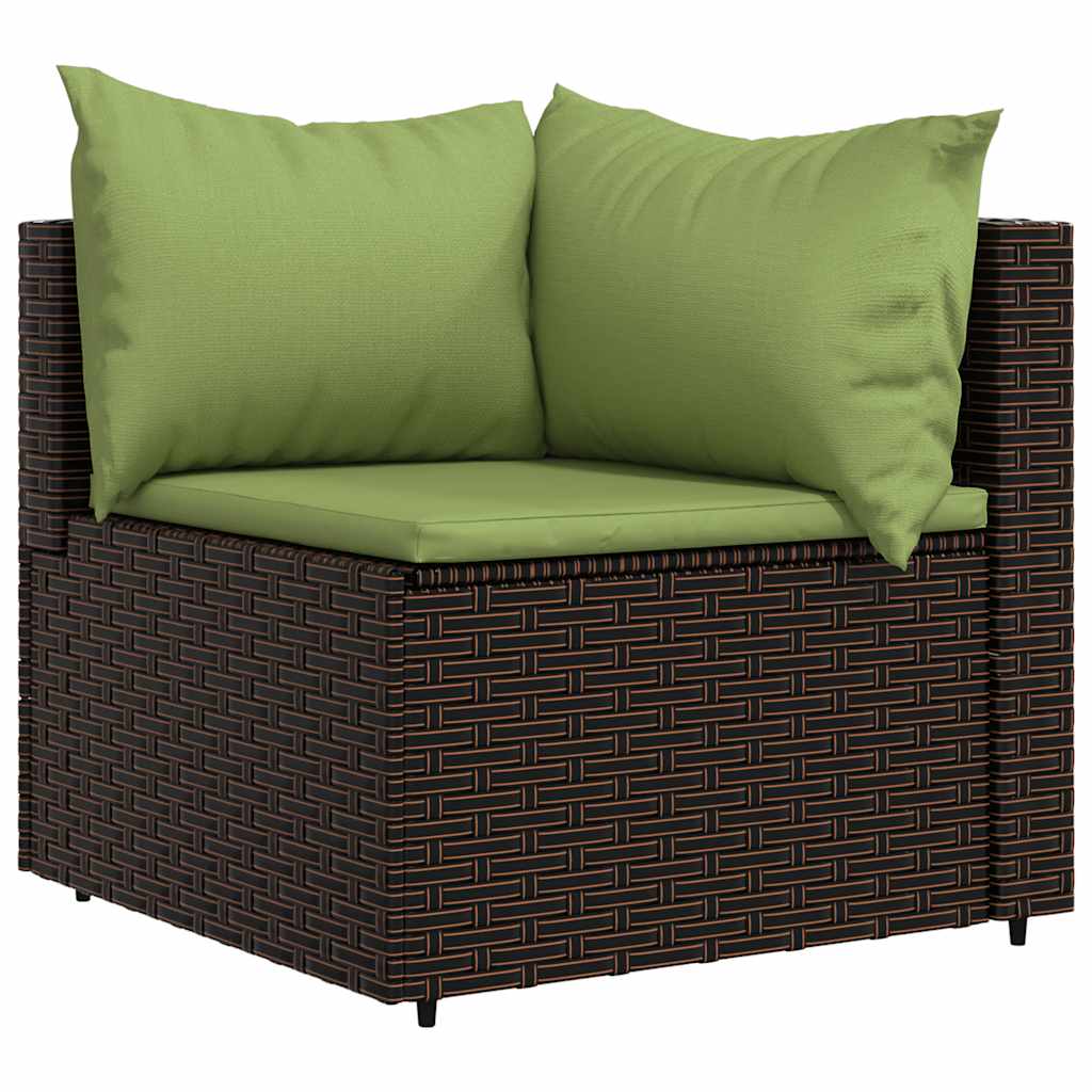 Patio Corner Sofa Brown and Green