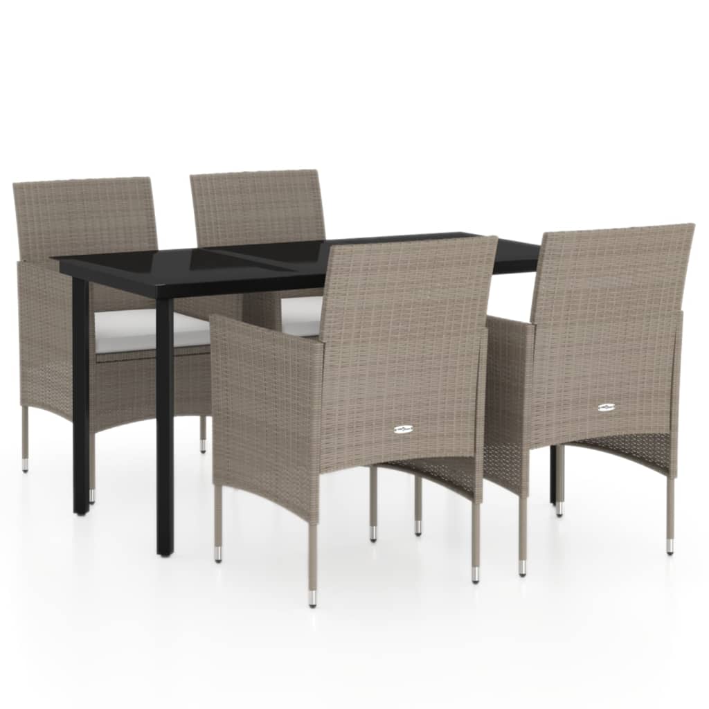 Patio Dining Set Beige and Black