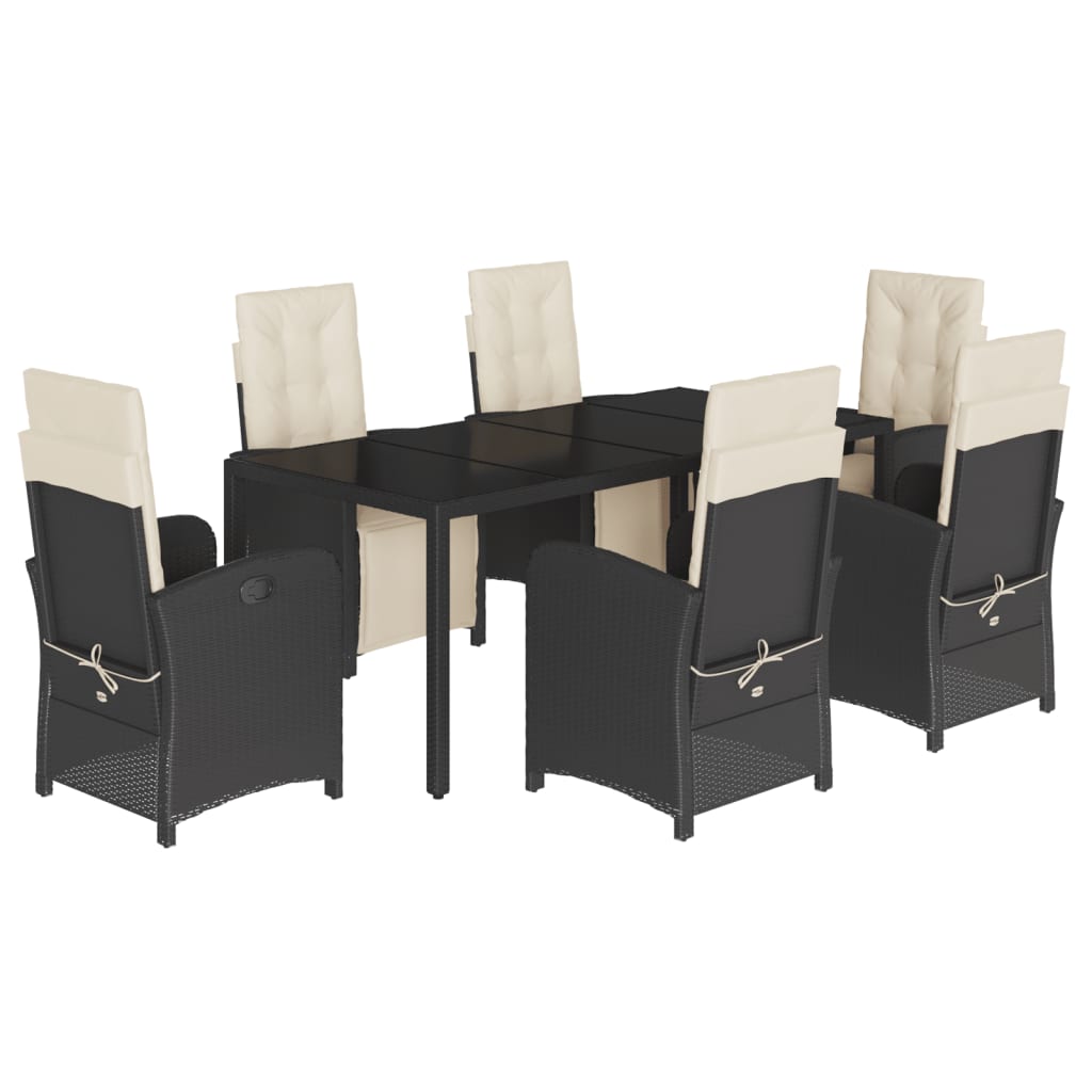 Patio Dining Set Black, Cream White