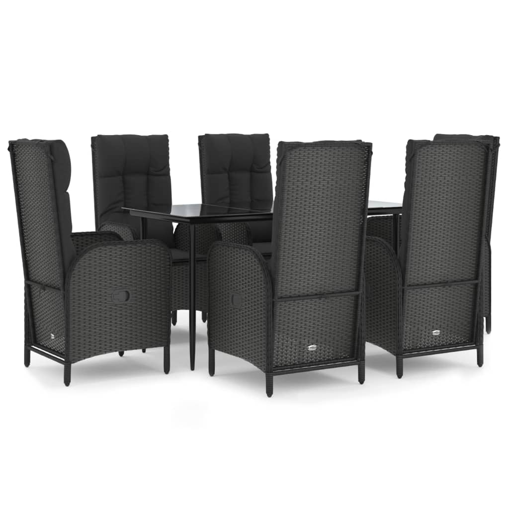 Patio Dining Set Black PE Rattan Large Garden Dining Set