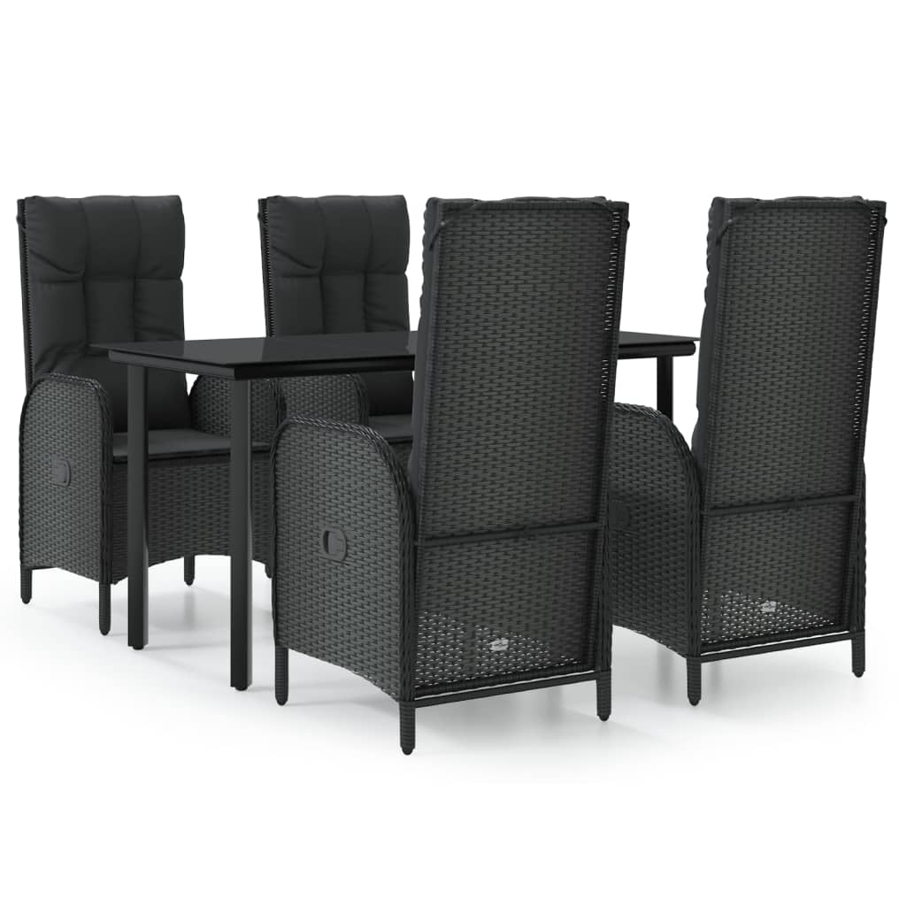 Patio Dining Set Black PE rattan Medium Multi-Position Backrest
