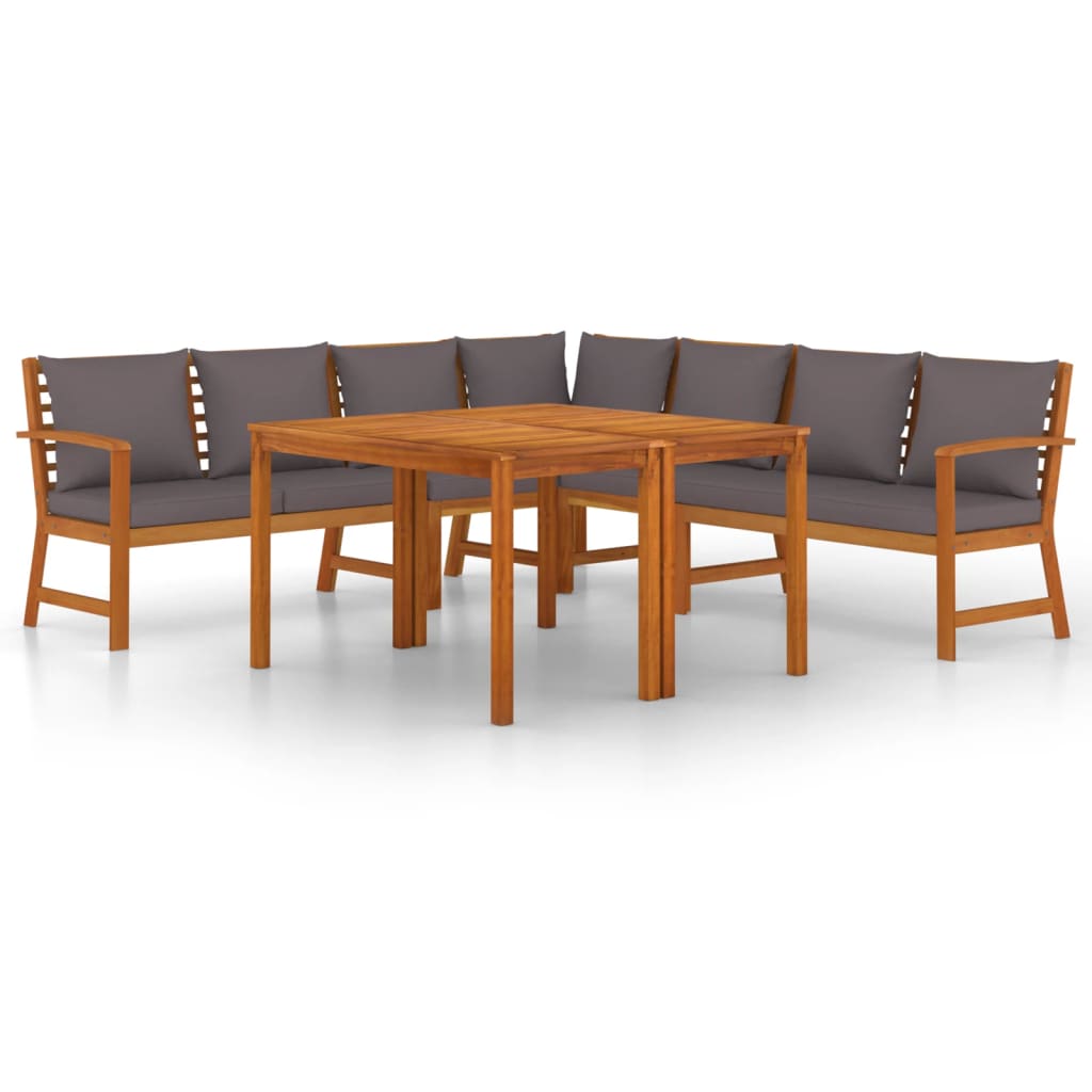 Patio Dining Set Dark Gray Solid Acacia Wood Medium Modular