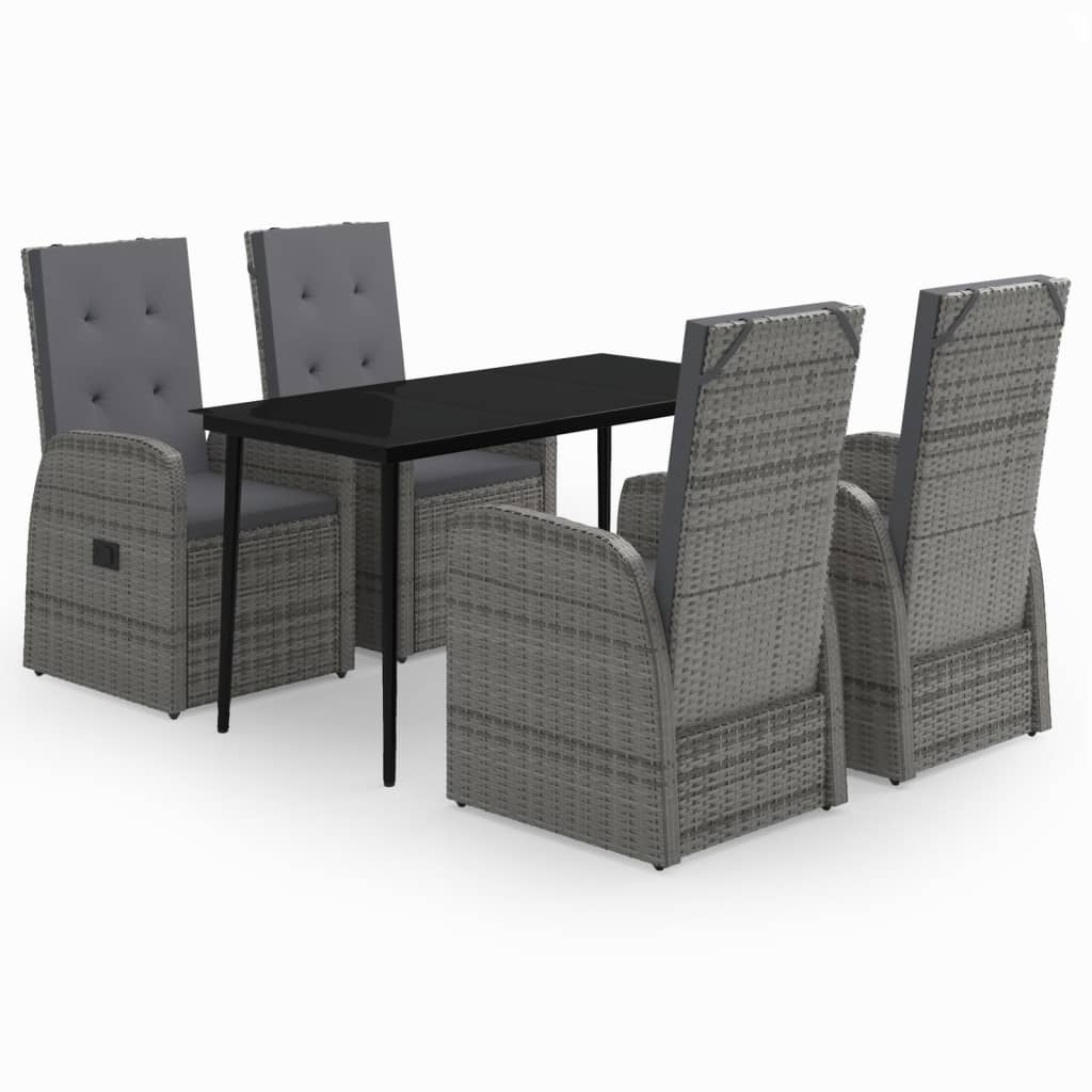Patio Dining Set Grey and Black