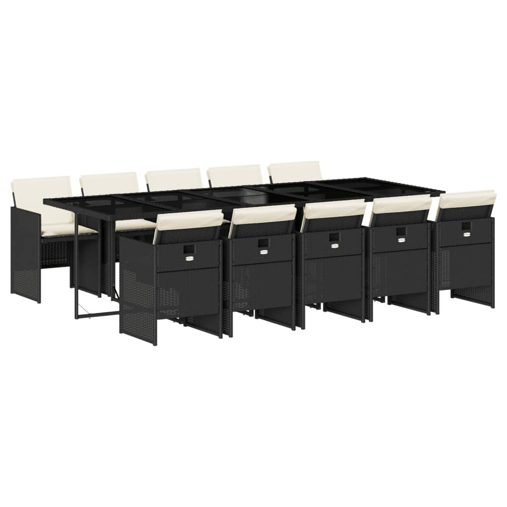 Patio Dining Set Set of 10 Black and Cream White