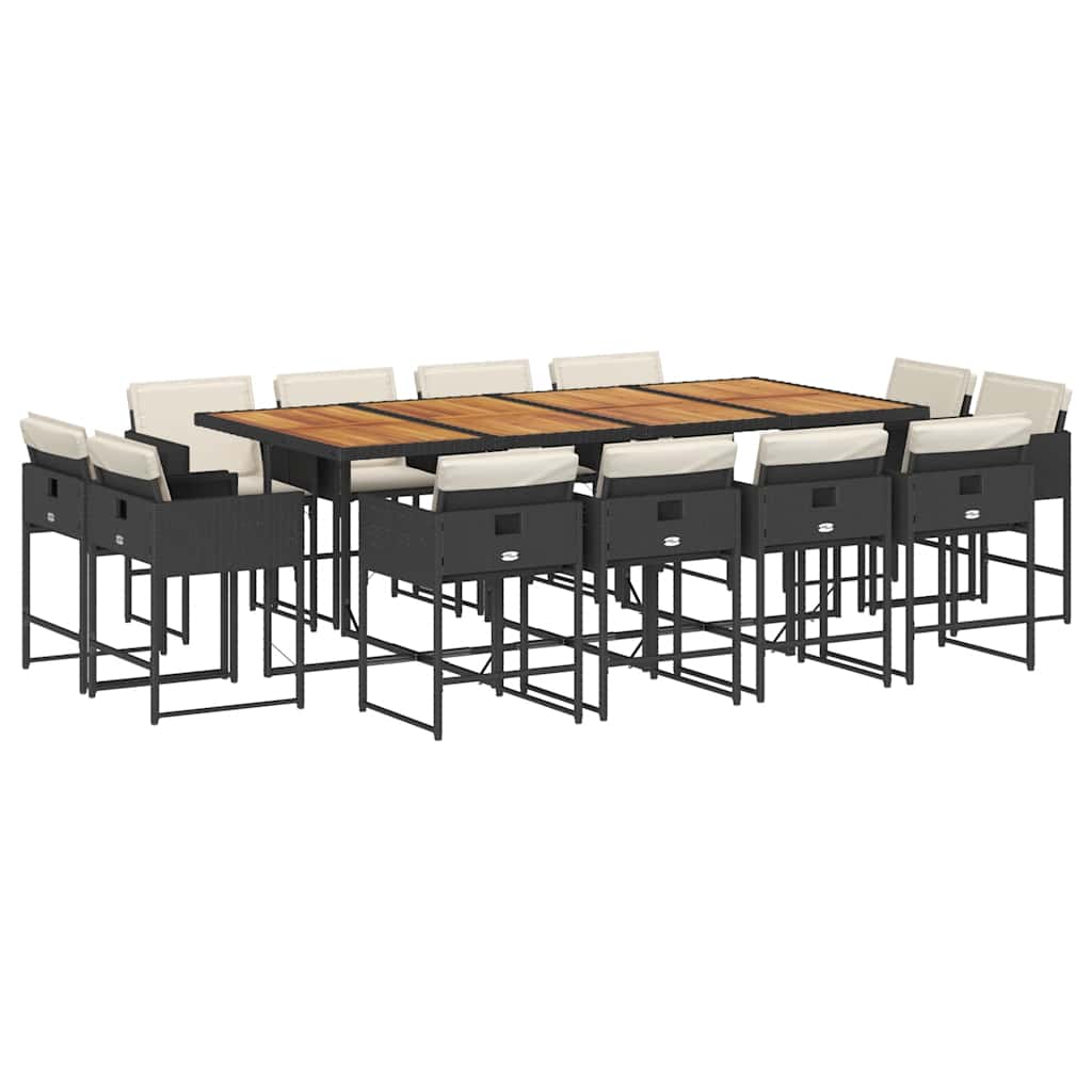 Patio Dining Set Set of 12 Black, Cream White