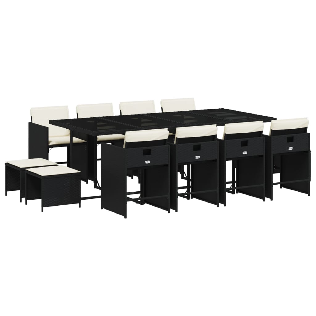 Patio Dining Set Set of 12 Black, Cream White