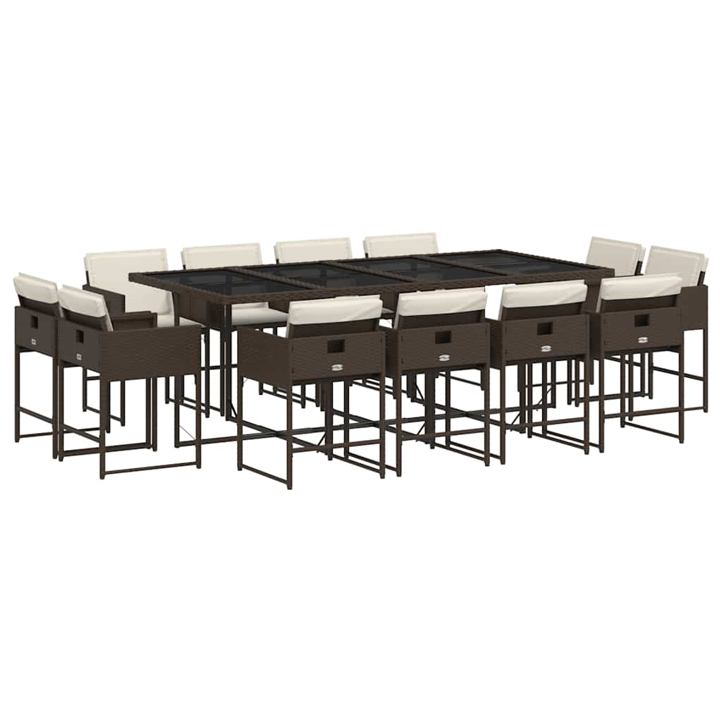 Patio Dining Set Set of 12 Brown, Cream white