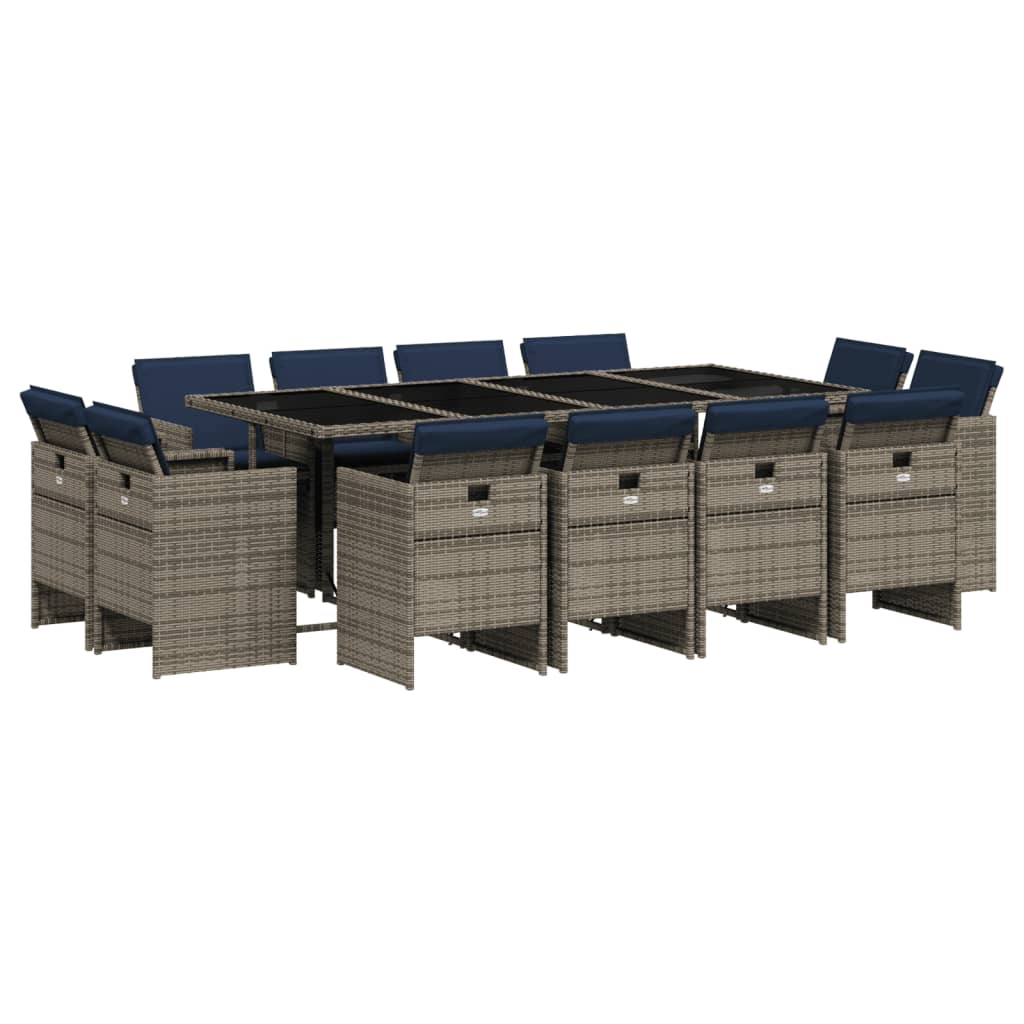 Patio Dining Set Set of 12 Gray and black