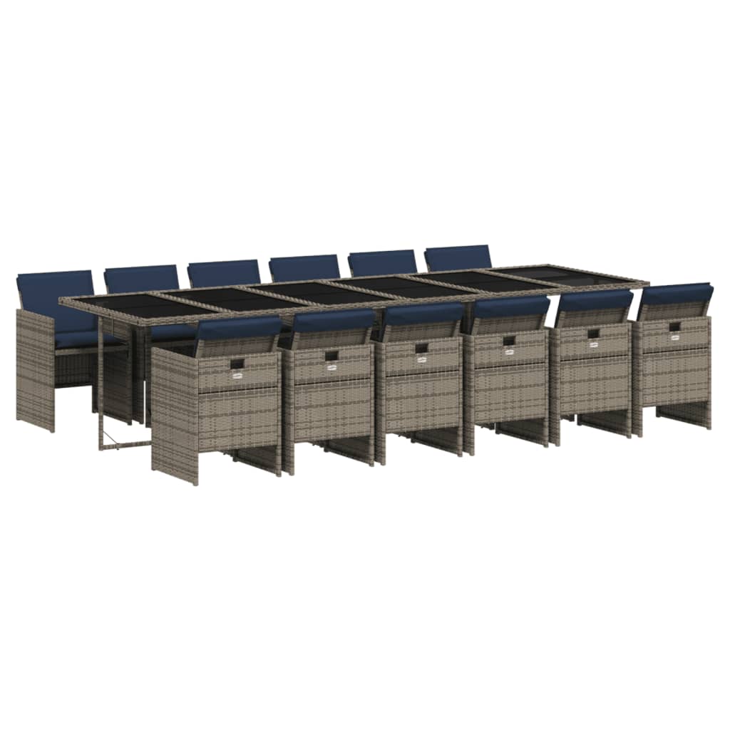 Patio Dining Set Set of 12 Gray and Navy Blue