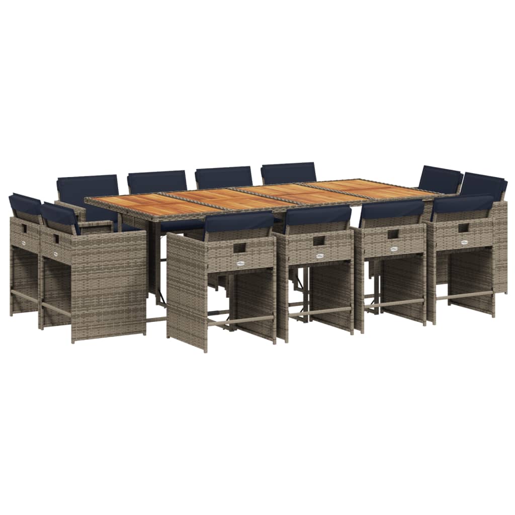 Patio Dining Set Set of 12 Gray, Navy Blue, Brown
