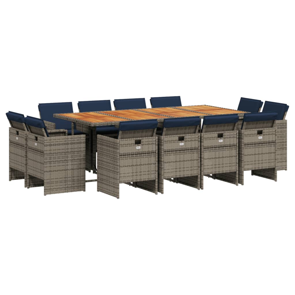 Patio Dining Set Set of 12 Grey, Brown, Navy Blue