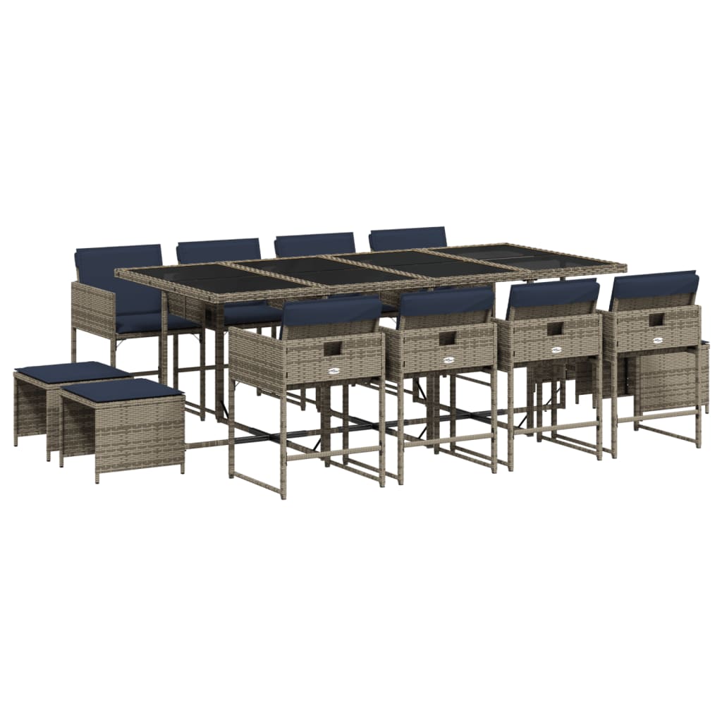 Patio Dining Set Set of 12 Grey, Navy blue