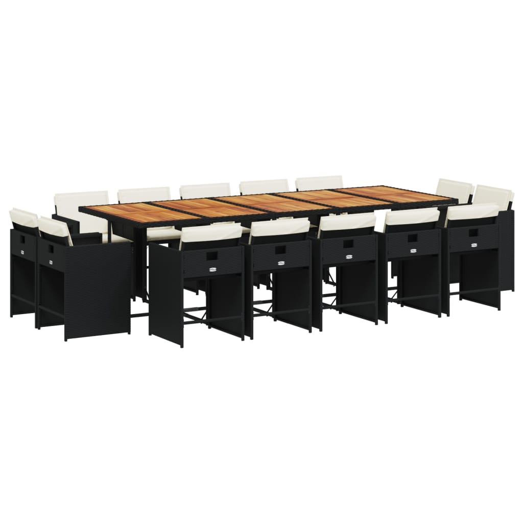 Patio Dining Set Set of 14 Black and Cream White