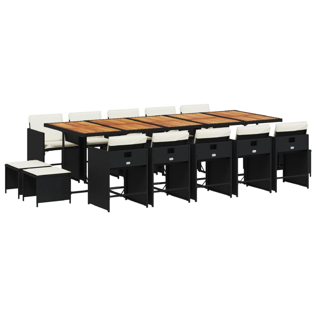 Patio Dining Set Set of 14 Black, Brown, Cream