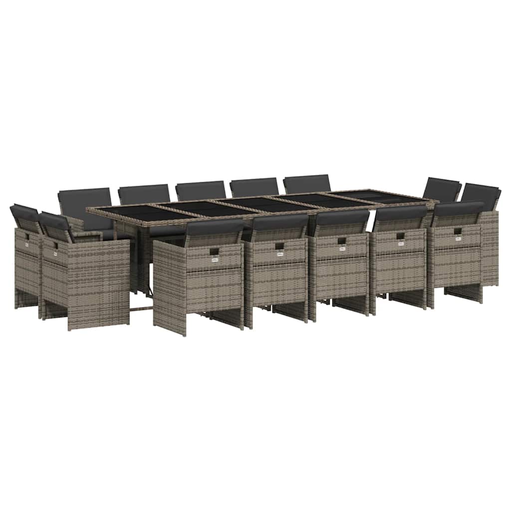 Patio Dining Set Set of 14 Gray, Black, Dark Gray