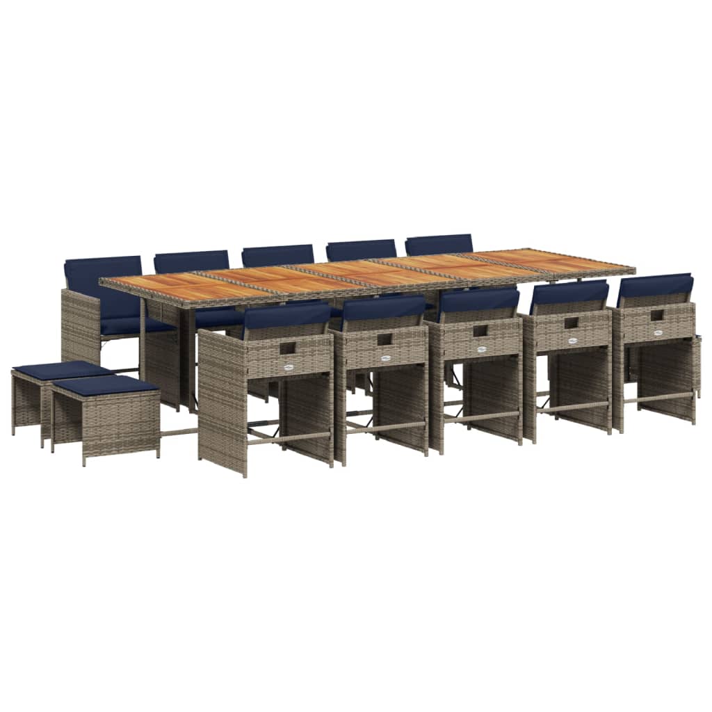 Patio Dining Set Set of 14 Gray, Navy Blue