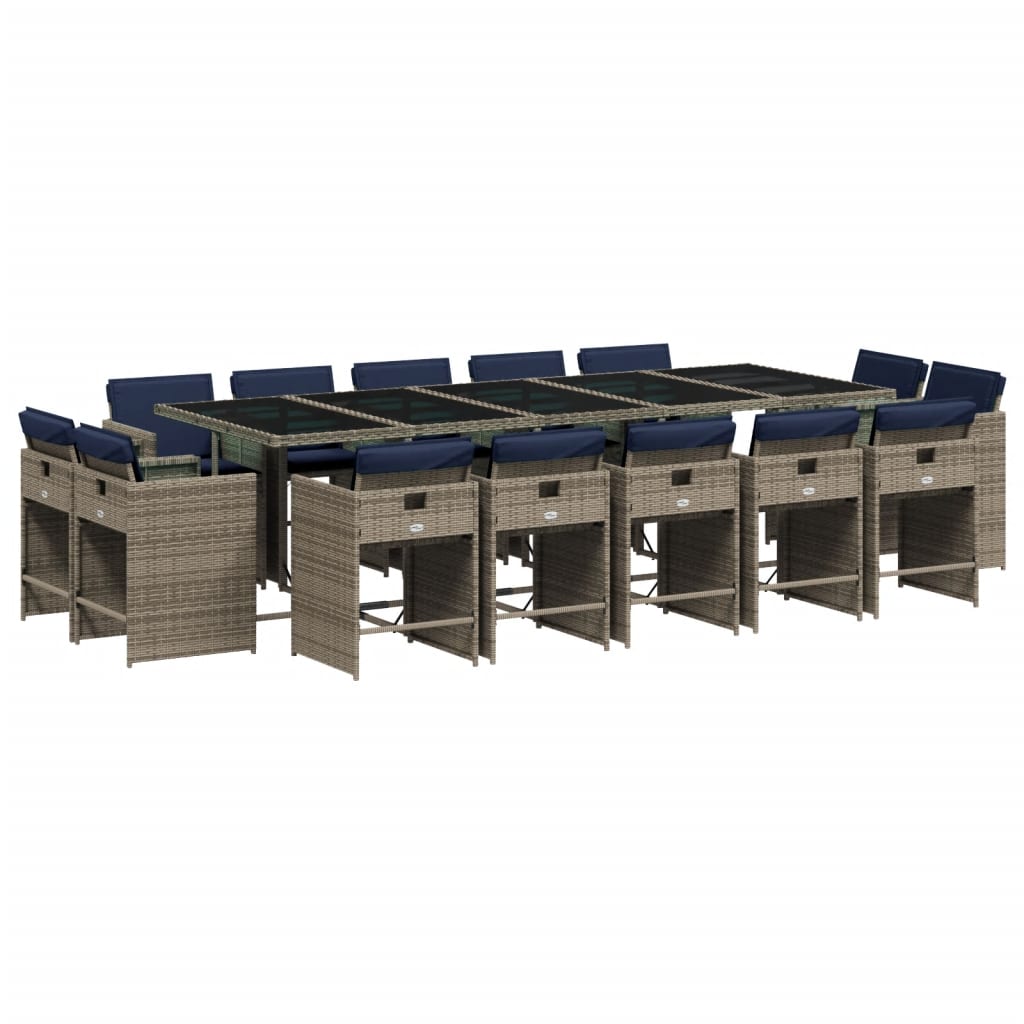 Patio Dining Set Set of 14 Gray