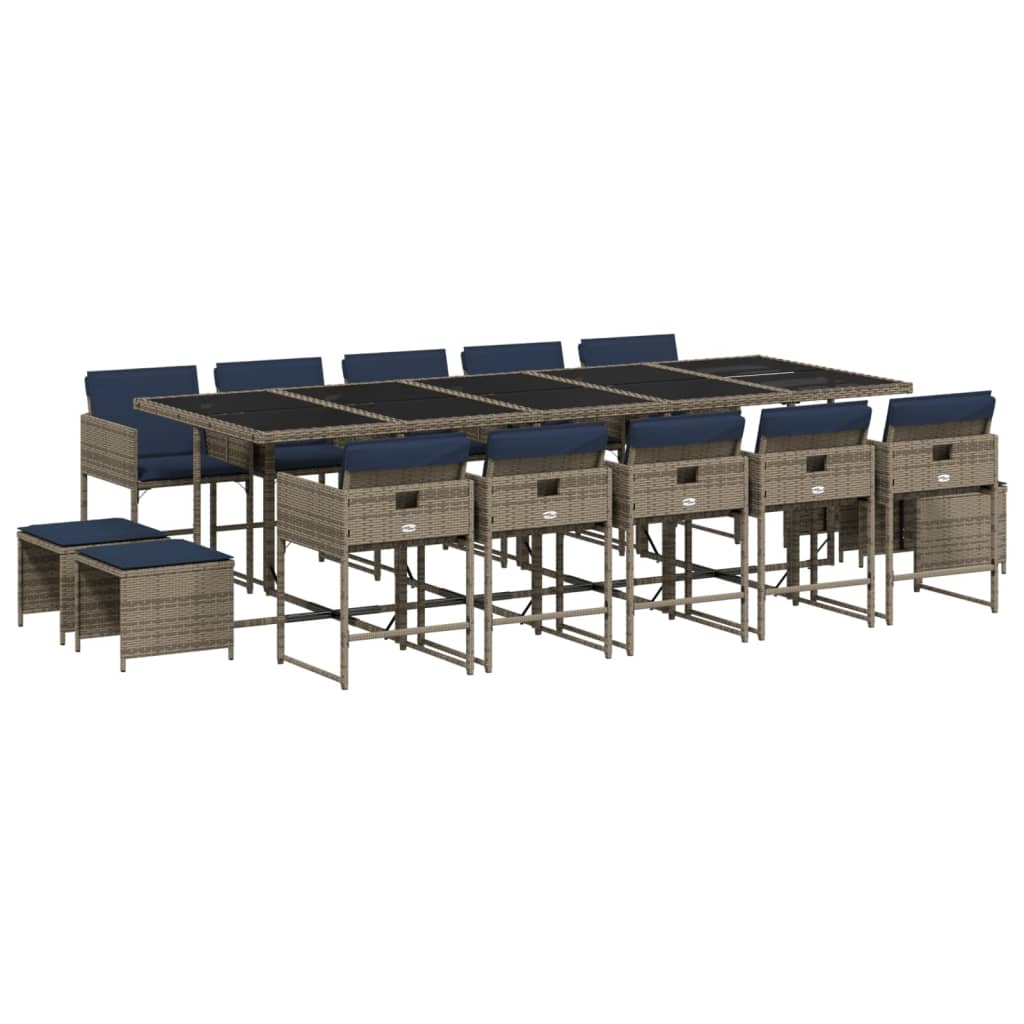 Patio Dining Set Set of 14 Grey, Navy Blue