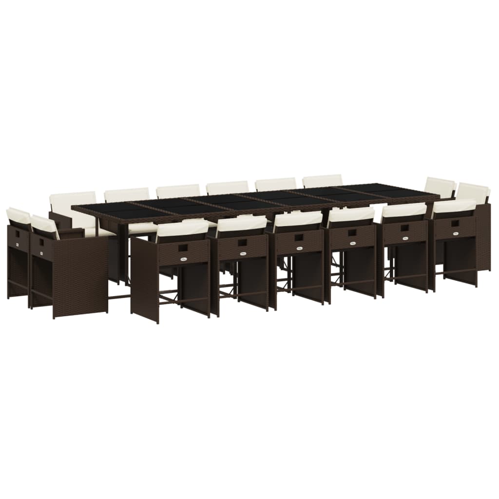 Patio Dining Set Set of 16 Brown and Cream White