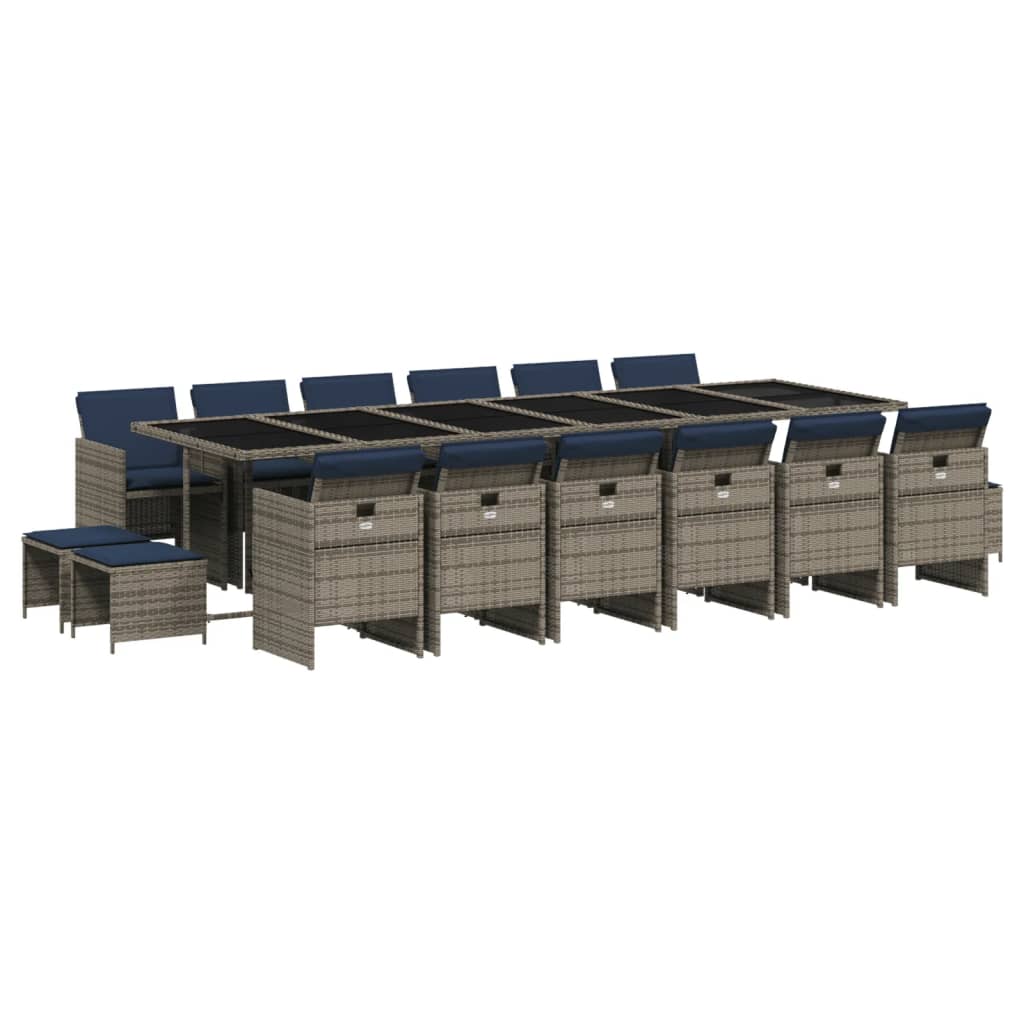 Patio Dining Set Set of 16 Gray, Black, Navy Blue