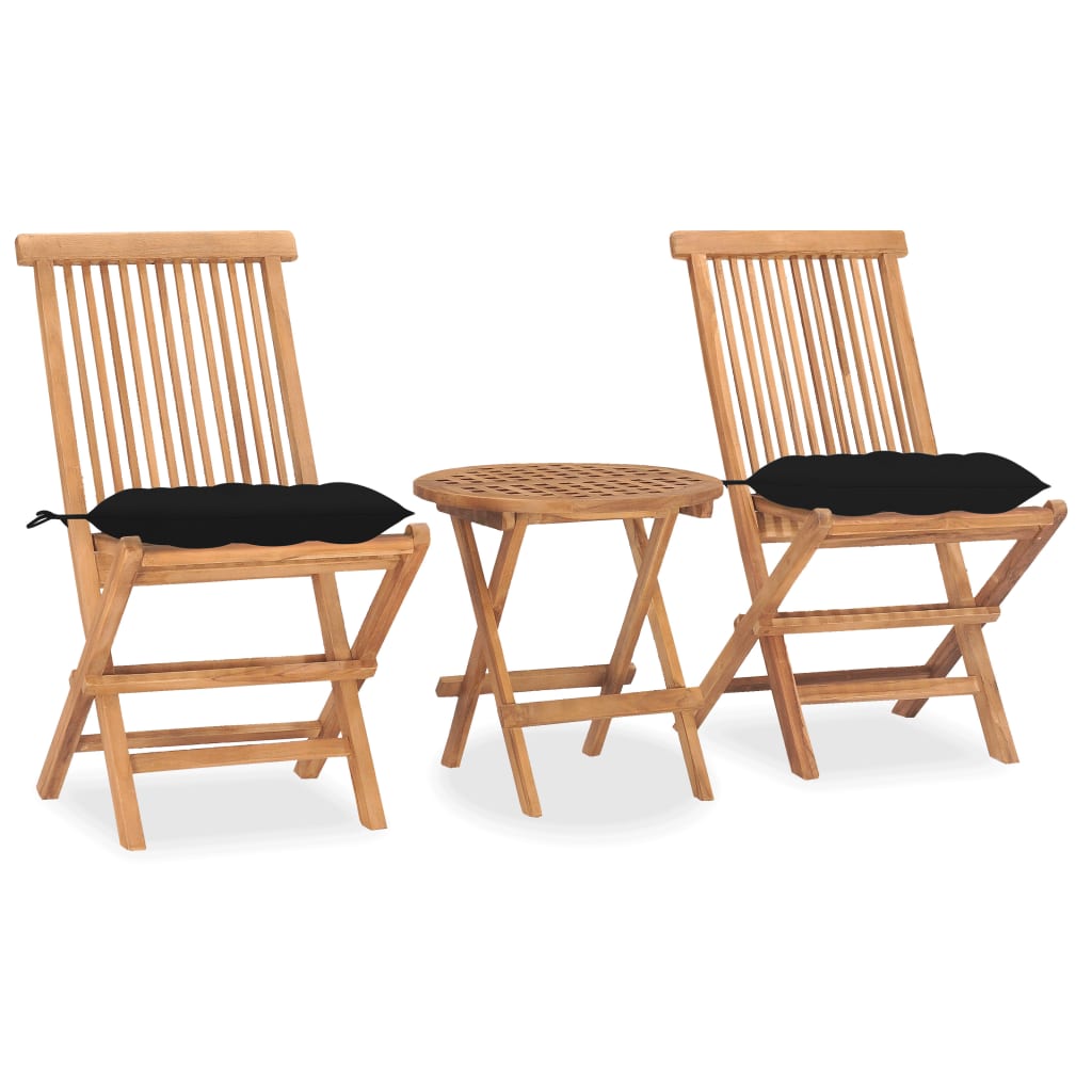 Patio Dining Set Set of 2 Teak Wood Natural