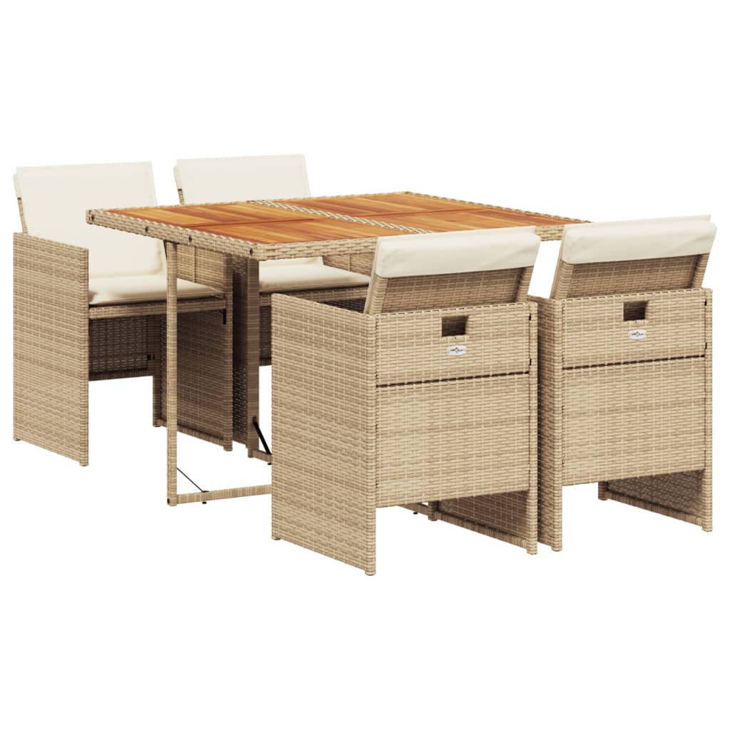 Patio Dining Set Set of 4 Beige and Brown
