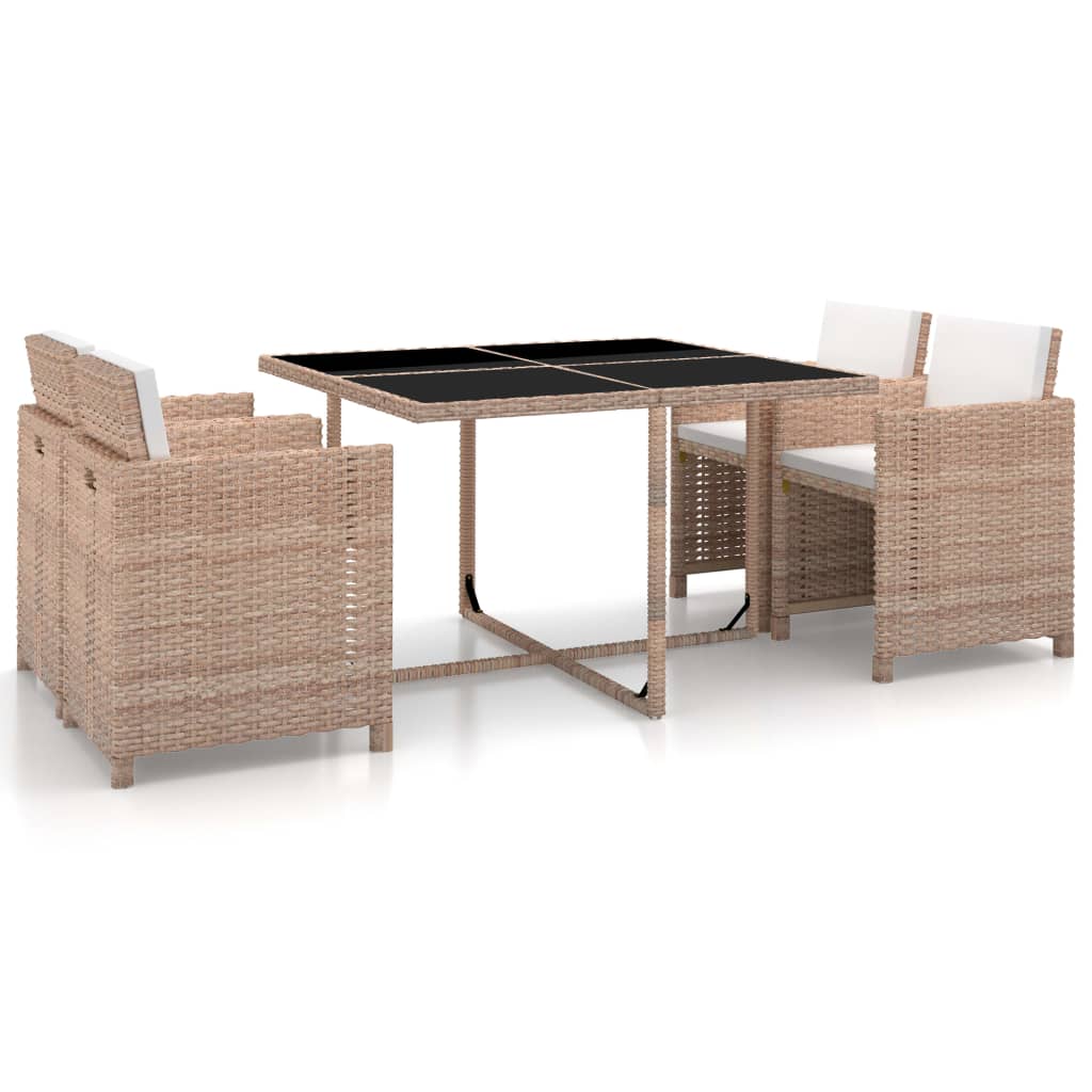 Patio Dining Set Set of 4 Beige and Cream White