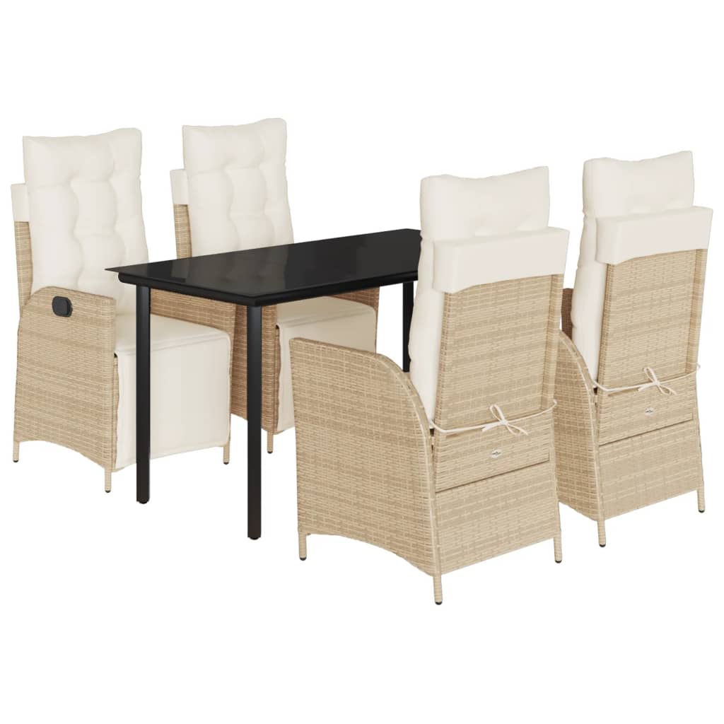 Patio Dining Set Set of 4 Beige, Black, Cream White