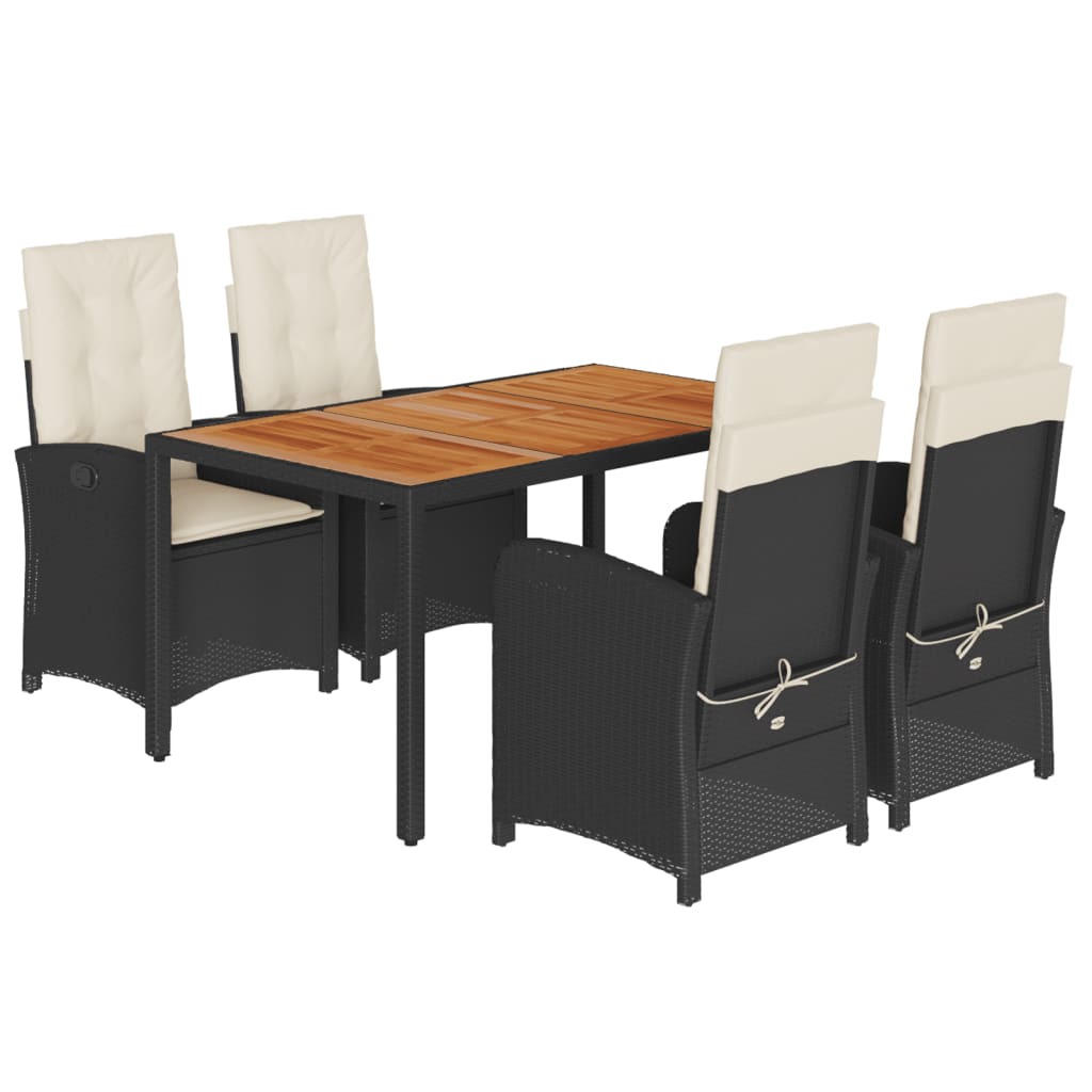 Patio Dining Set Set of 4 Black, Brown, Cream White