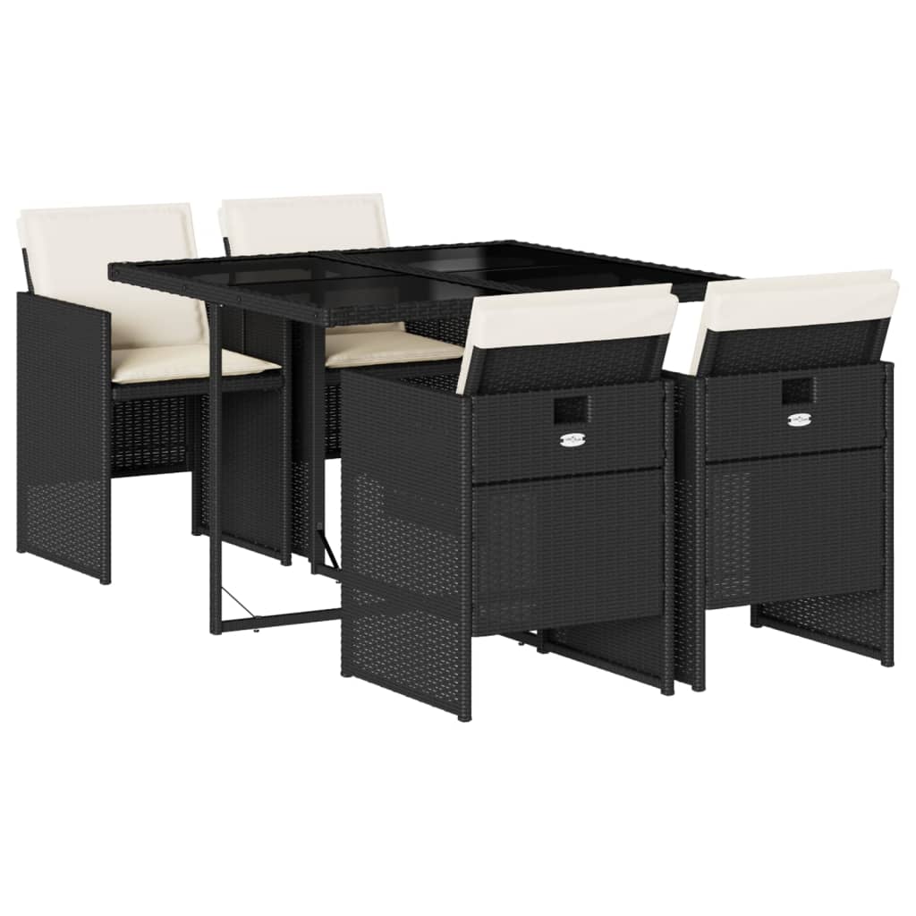 Patio Dining Set Set of 4 Black, Cream White