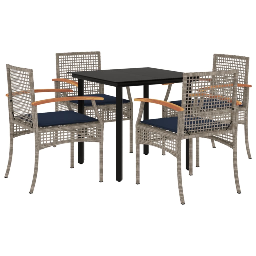 Patio Dining Set Set of 4 Black, Grey, Navy Blue