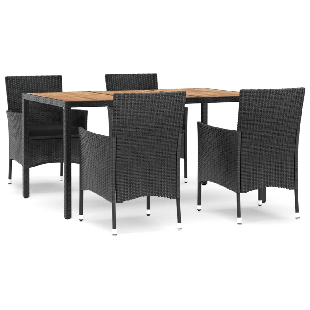 Patio Dining Set Set of 4 Black Poly rattan Large Seats Many