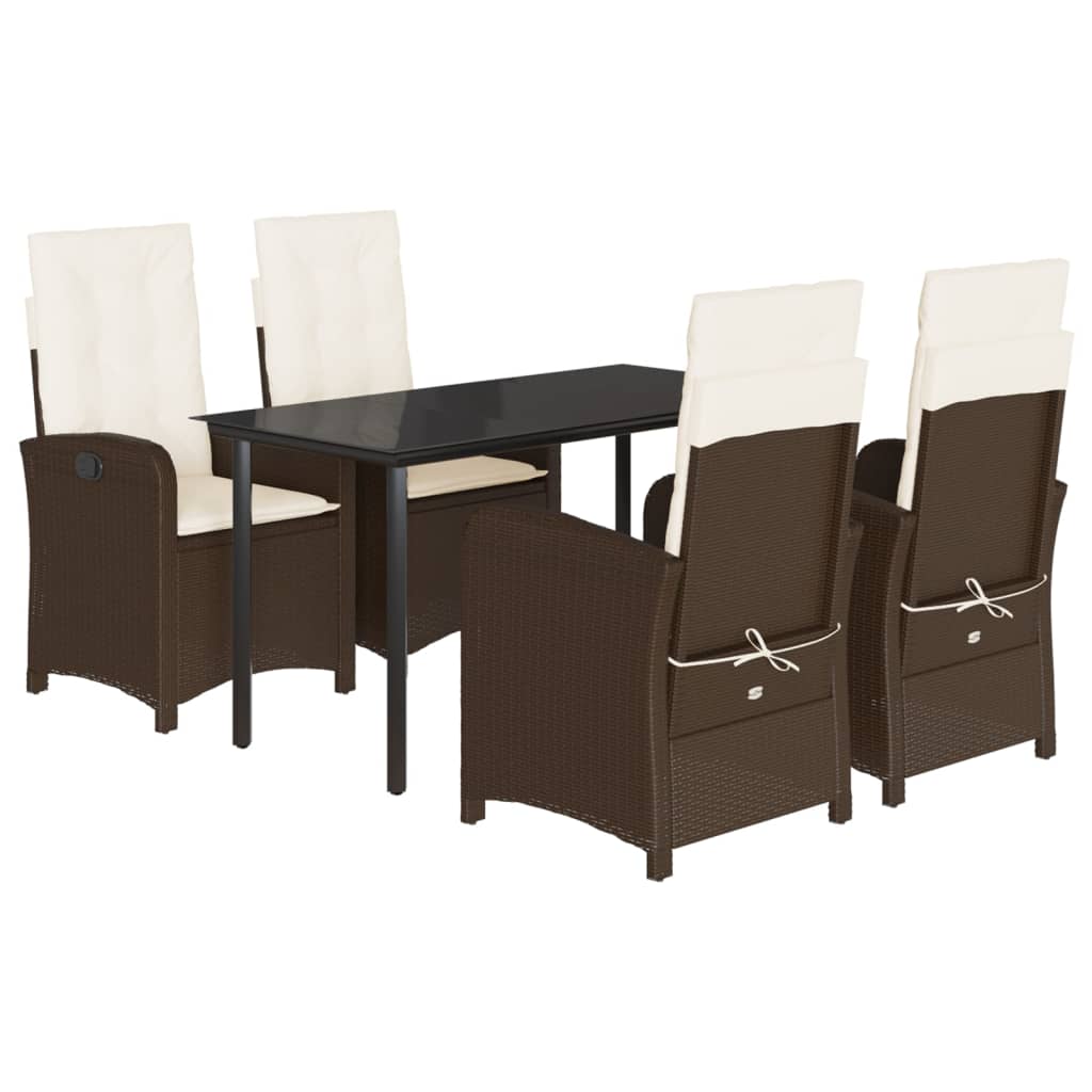 Patio Dining Set Set of 4 Brown, Black, Cream White