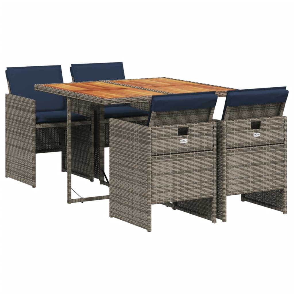 Patio Dining Set Set of 4 Gray and brown