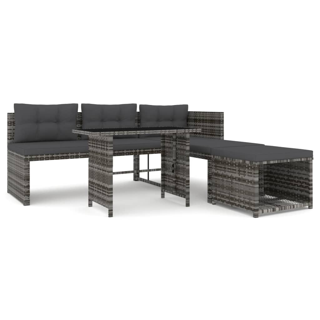 Patio Dining Set Set of 4 Grey PE rattan Large Patio Dining Set