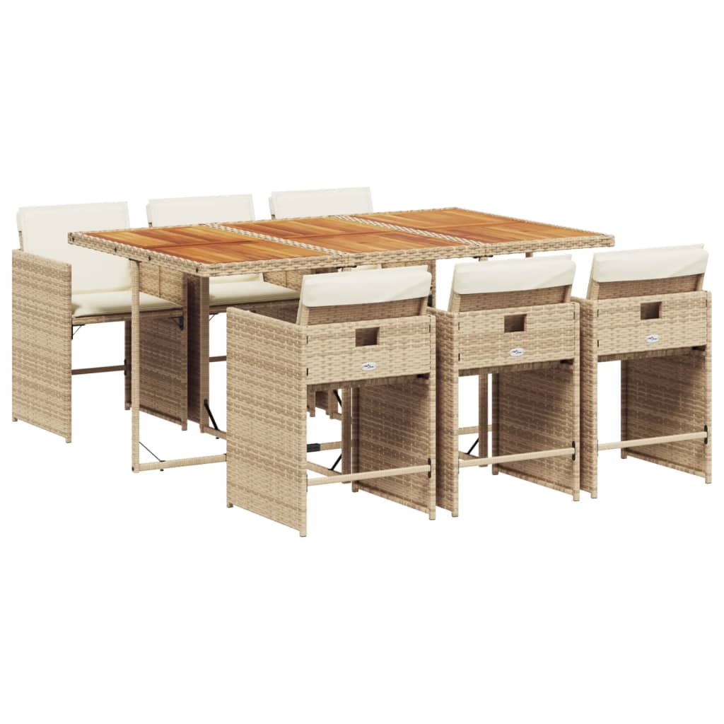 Patio Dining Set Set of 6 Beige and Brown